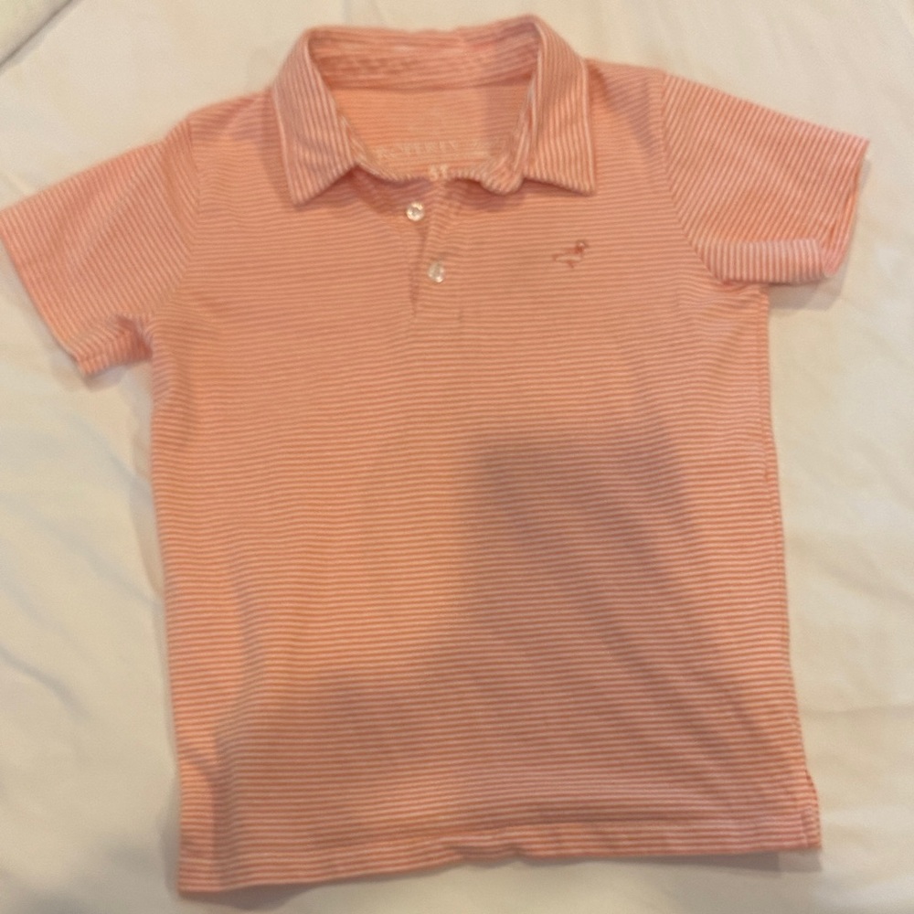 Kids Peach Striped Polo Shirt - properly tied